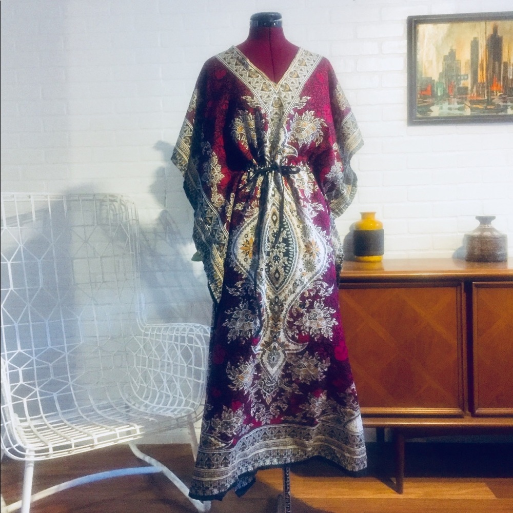 Vintage 80s Dress Kaftan Indian boho